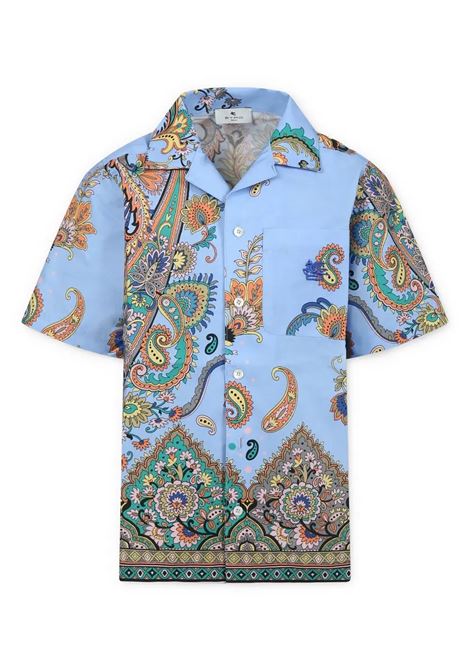 Light Blue Bowling Shirt With Square Print ETRO KIDS | GW5P51-P0523685MC